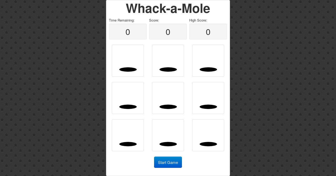 Whack-a-Mole as initially loaded