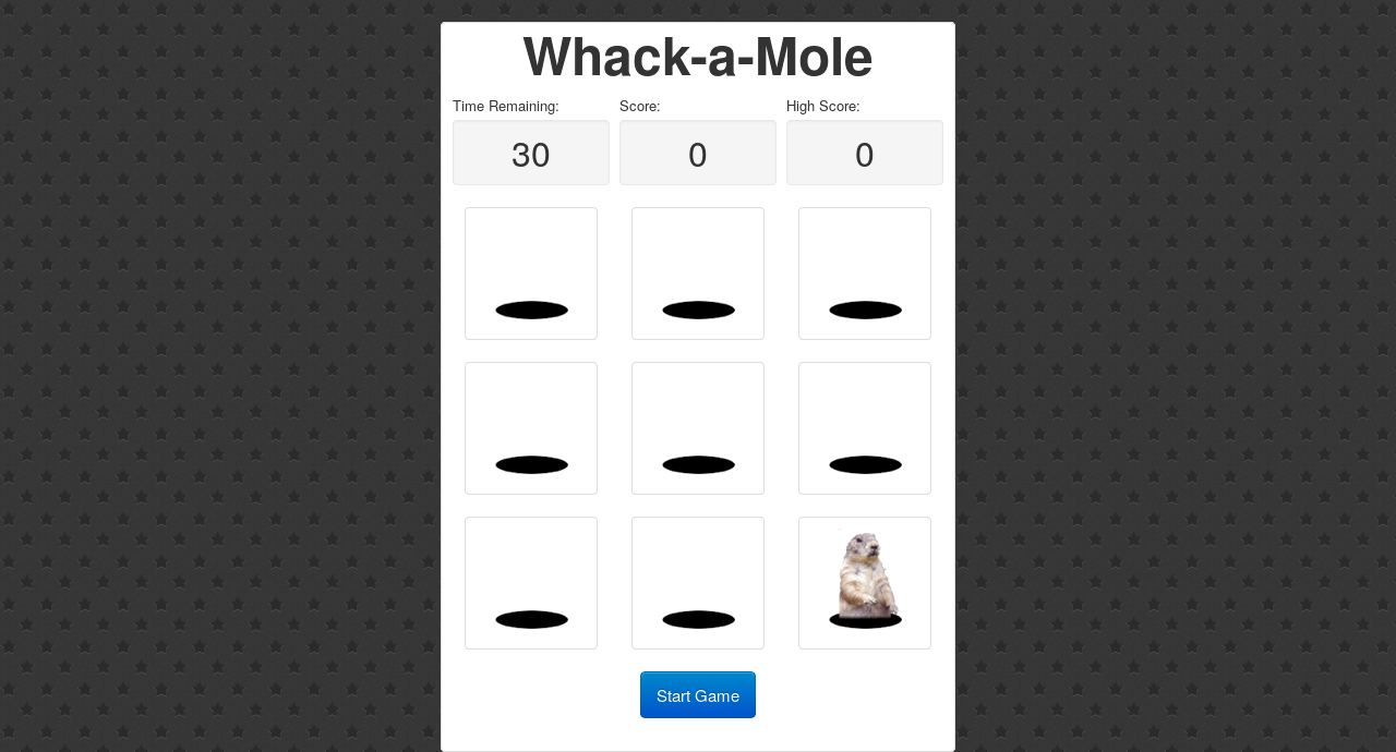 Whack-a-Mole starting a new game