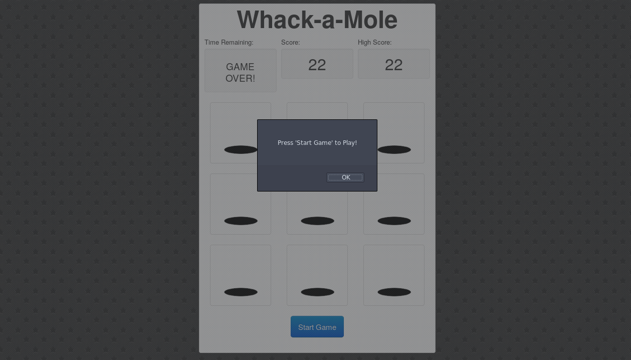 Whack-a-Mole whacking when game is over