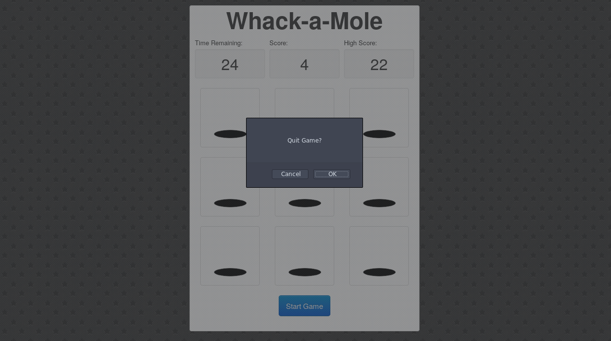 Whack-a-Mole when trying to start new game when already in play