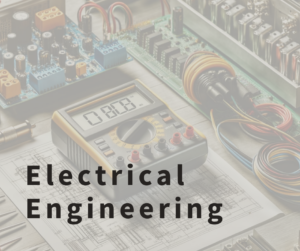 A computer circuit graphic with digital device attached; "Electrical Engineering" text in bold is overlaid.